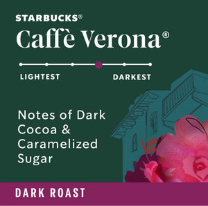 Starbucks Dark Roast Verona Dark Cocoa & Caramelizas Sugar Ground Coffee