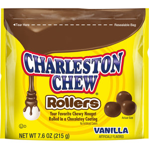 CHARLESTON CHEWY NOUGAT ROLLED IN CHOCOLATE COATING